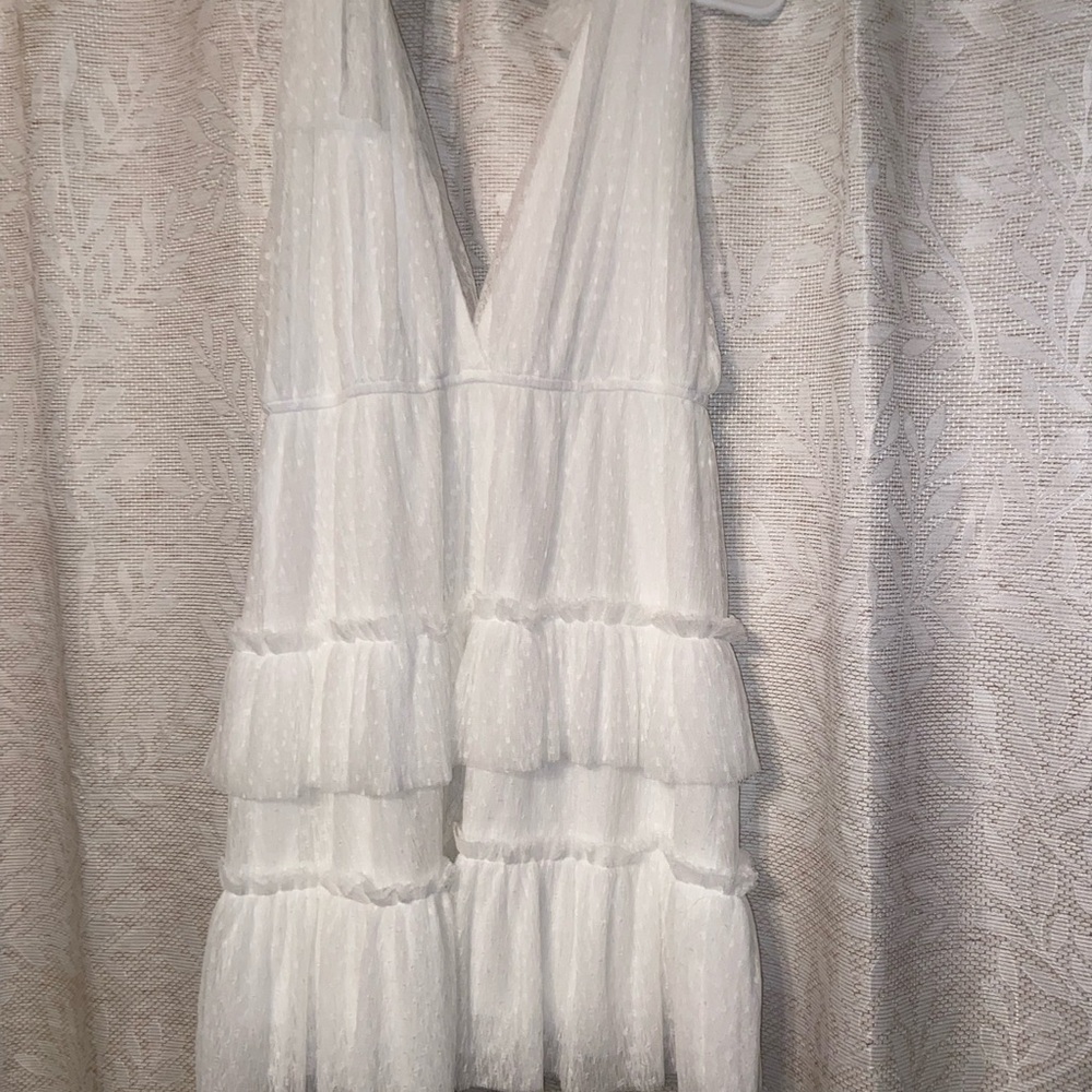 White Ruffled Mini Dress - Picture 2 of 4